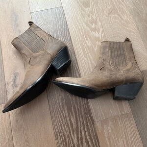 Zara Waxed Leather Western Ankle Booties